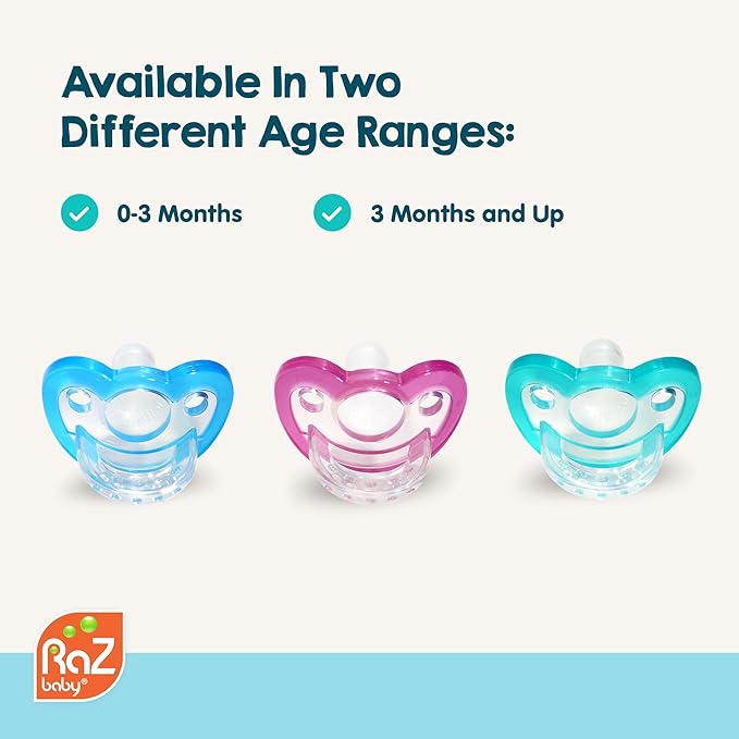 RaZbaby Jollypop Pacifier for Newborns & Up, USA Made, Natural Shaped Orthodontic Binky, Lovingly Shared in NICUs & Hospitals Worldwide, Medical-Grade 100% BPA-Free - 0-3 Months, 6 Pack - Lavender
