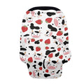 Wanyint Cow Strawberry Print Stretchy Nursing Scarf Car Seat Canopy Baby Car Seat Cover, Baby Breastfeeding Stroller High Chair Shopping Cart Cover, Breathable Nursing Cover for Boys Girls