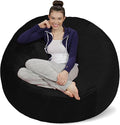 Sofa Sack Bean Bag Chair - Plush, Ultra Soft - Memory Foam Bean Bag Chair with Microsuede Cover - Stuffed Foam Filled Furniture and Accessories for Dorm Room 5 Feet - Black