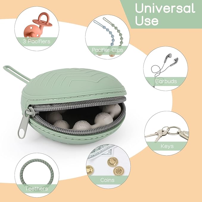 2-Pack Silicone Pacifier Holder Case - BPA-Free Pacifier Holder Pouch for Baby Boys & Girls- Portable & Dishwasher Safe Soother Container for On-the-Go Use (Powder Rose/Muted)