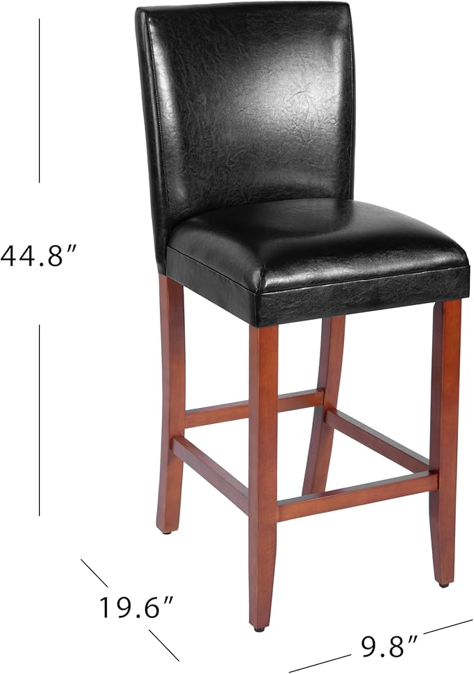 Homepop Home Decor | Classic Counter Height Bar Stools | 29 Inch Bar Stools | Decorative Home Furniture (Black) Single Pack