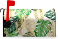 Summer Mailbox Cover Tropical Palm Leaf Magnetic Mailbox Wrap Jungle Leaves Waterproof Mail Box Post Letter Box Cover Standard Size 21x18 in Garden Yard Outdoor Decoration