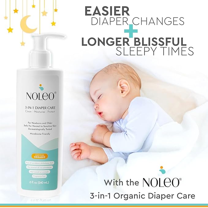 3-in-1 Diaper Care - Baby Cream, Cleanser & Baby Lotion Organic - Diaper Rash Cream - Baby Diaper Rash Ointment - Baby Care Products - Diaper Cream to Clean, Moisturize & Protect Baby Skin, 8 oz