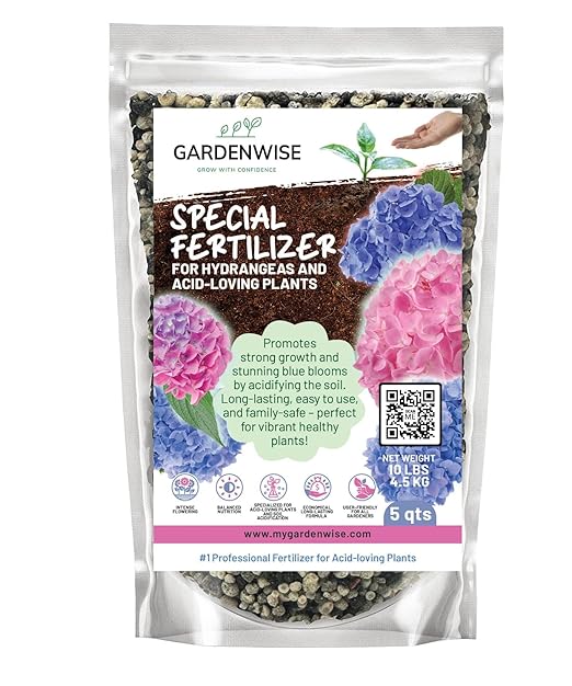 Slow Release Hydrangea Fertilizer with Iron & Sulfur – Indoor & Outdoor Soil Acidifier for Miracle Growth (5 qt)