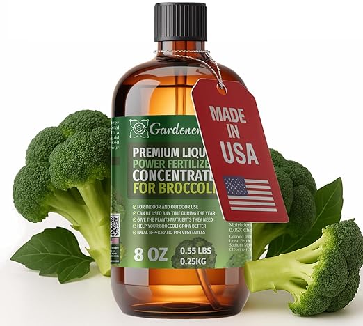 Liquid Power Broccoli Fertilizer - Professional Liquid Plant Food for Broccoli - Fast-Acting Concentrate for Growth, Strong Roots & High-Yield Harvest - 8 oz - Indoor & Outdoor Use