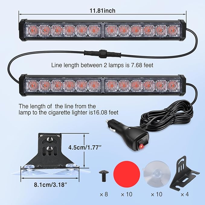 Nilight 24LED Emergency Strobe Traffic Advisor Light Bar 2 in 1 Purple Dash Warning Safety Flashing Lights Front/Rear Windshield Construction Lights for Trucks Cars Plow Police Firefighter Vehicles