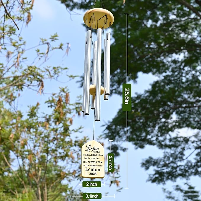 Sympathy Wind Chimes - In Memory of Loved One - Bereavement & Condolence Gifts - Memorial Wind Chimes for Loss of Mother or Father
