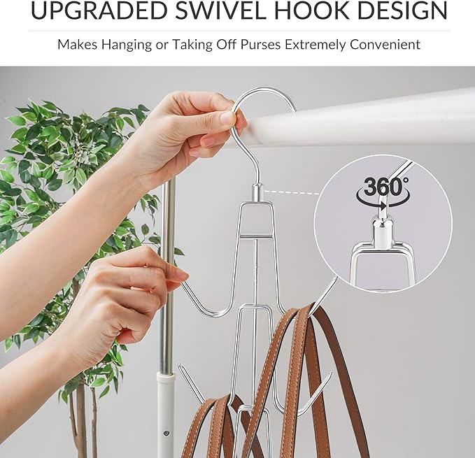 ZEDODIER Purse Organizer for Closet, 3 Pack Rotatable Sturdy Purse Hanger Bag