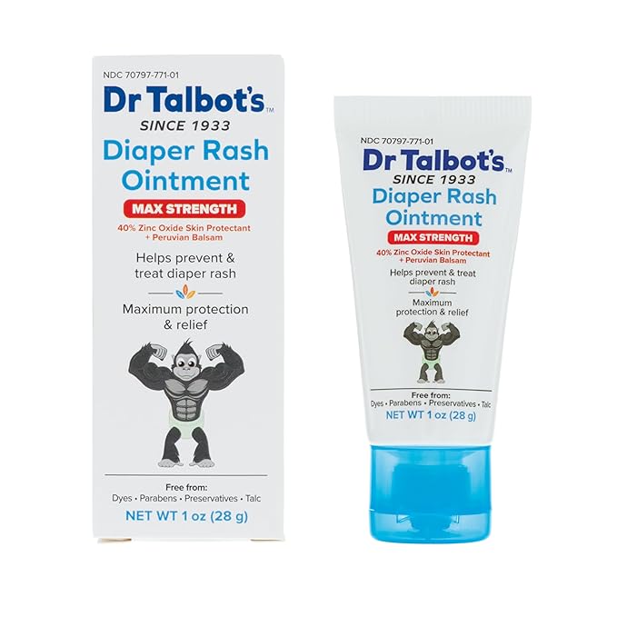 Dr. Talbot's Maximum Strength Diaper Rash Ointment - 1 oz - Zinc Oxide Skin Protectant with Peruvian Balsam - Treats and Prevents Rash