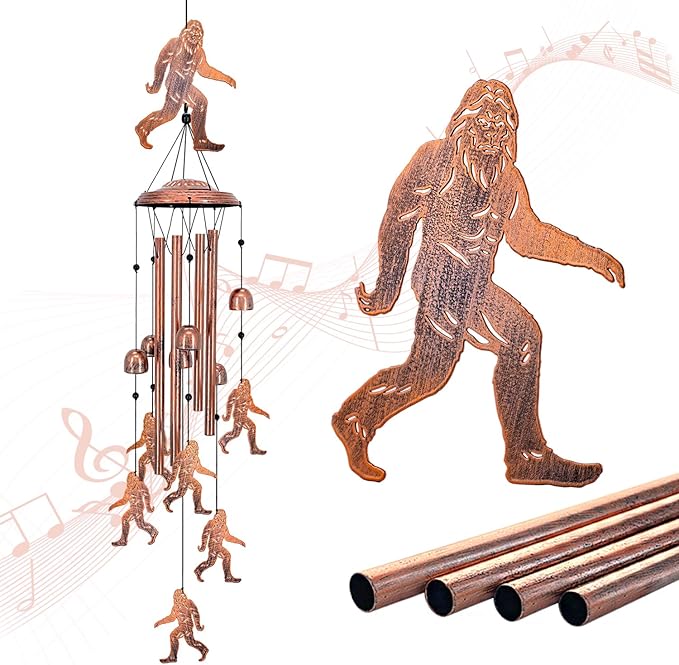 Bigfoot Wind Chimes for Outside,Big Foot Sasquatch Gifts for Men Women/Memorial Gifts/Birthday Gift Metal windchimes Outdoors/Indoors,Garden Decor,Patio,Home,Porch,Yard Decoration