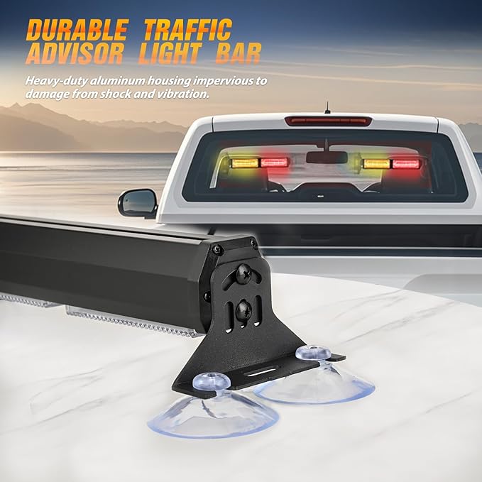 Nilight 40LED Amber Red Emergency Strobe Traffic Advisor Light Bar with Suction Cups Dash Safety Warning Hazard Flashing Lights Interior Front/Rear Windshield for Trucks Construction Vehicles