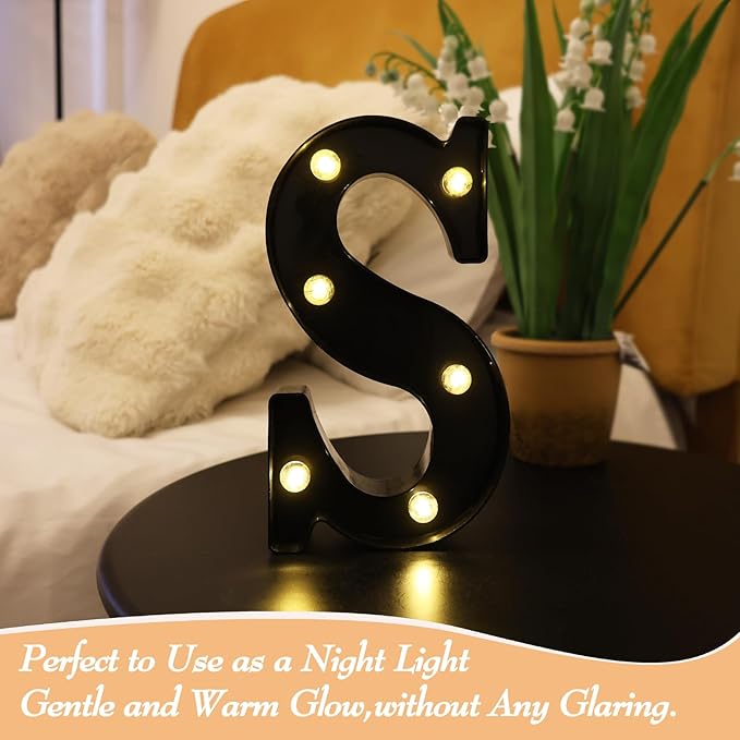 Led Marquee Letters, 8.58 Inch Black Light Up Letters, Small Led Letter Lights, Battery Powered Lighted Letterfor Table, Party, Birthday, Christmas Decor (Black, Letter Z)