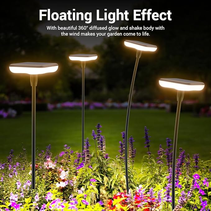 Solar Lights Outdoor Garden 4 Pack Solar Pathway Light 31" Tall Solar Landscape Lights 34LM Bright Up to 12H IP65 Waterproof Auto On/Off for Walkway Outside Yard Path Patio Lawn Flower Bed plant Decor