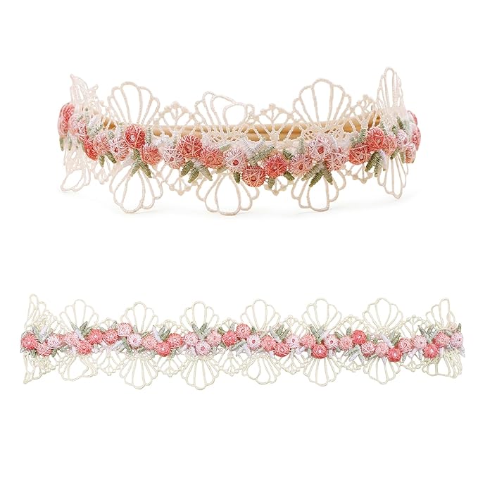 Baby Girl Nylon Headbands Flower Hair Bows Accessories-Elastic Hair Band Crown Handmade FLoral Wraps Birthday Gifts for Girls Newborn Infant Toddler 3Pcs