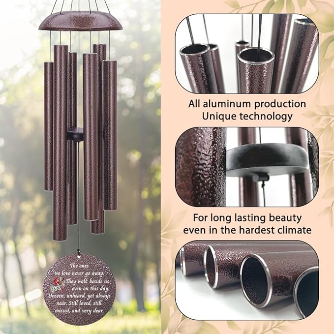 Personalized Wind Chime Memorial, Cardinal Memorial Gift, Sympathy Chimes, Wind Chimes for Loss of Loved One, In memory of a late friend, Bereavement/Sympathy for Remembrance, Product in USA