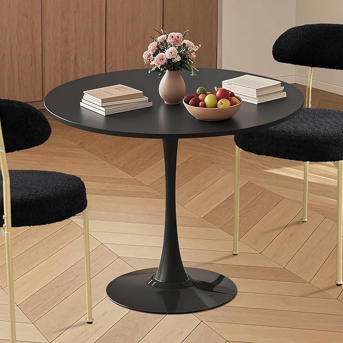 SoarFlash Kitchen Table and Chairs for 2, 24" Dining Table Set for 2 with Velvet Upholstered Chairs, 3 Piece Round Kitchen Table Set, Dining Room Table Set for Small Space, Apartment