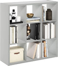 Furinno Cubicle Open Back Decorative Cube Storage Organizer, 9-Cube, Light Grey
