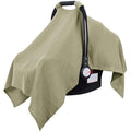 Metplus Muslin Car Seat Cover for Babies, 100% Cotton Breathable Infant Carseat Canopy for Summer, Lightweight Stroller Sunshade Covers for Newborns(Khaki)