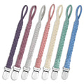 7 Pcs Braided Pacifier Clip Baby Girls for Boys, Handmade Cotton Pacifier Holder Binky Clips Fits All Pacifiers Modern Unisex Smoother Clip Baby Gifts