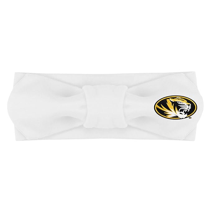Creative Knitwear Missouri Tigers Infant Girls White Solid Hair Knot Headband Embroidered Logo - Size Newborn - 4T