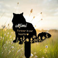 Custom Fluffy Metal Cat Memorial Stake - Long Hair Grave Marker & Personalized Cat Name Remembrance Yard Stake