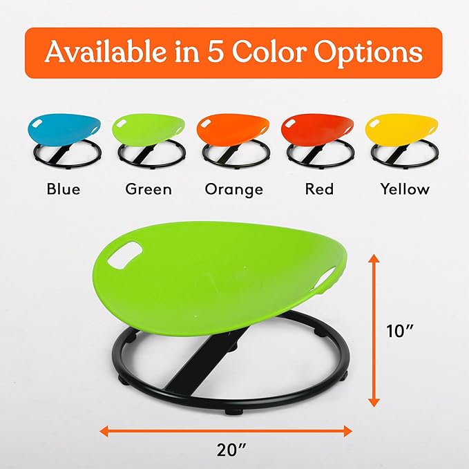 Special Supplies Smile Spinning Chair for Kids- Versatile Kids Sit and Spin Sensory Chair for Training Body Coordination for Playroom, Bedroom, or Nursery (Green)