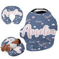 Personalised Car Seat Cover for Girls and Boys - 7 in 1 Multipurpose Breast Feeding Cover, Blue Star Nursing Cover, Grocery Cart Cover - Birthday Gift for Babies