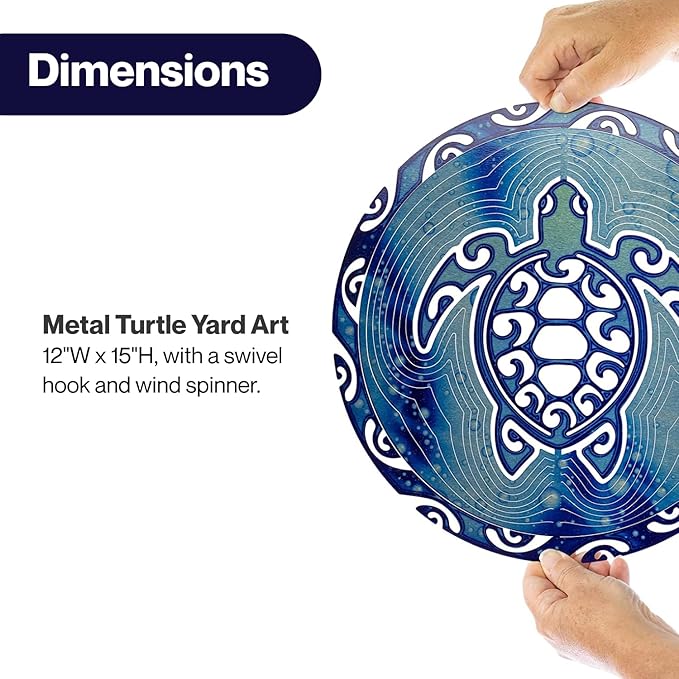 VP Home Tribal Turtle Kinetic Wind Spinners for Yard and Garden Wind Spinner Outdoor Metal Large Hanging Turtle Decor 3D Garden Art Wind Sculpture Spinners Kinetic Art Lawn Ornaments, 12x15 inches