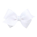 Wee Ones Girls' Classic Grosgrain Hair Bows with Plain Wrap Center, No-Slip Hair Clip, Handmade, White, Wee
