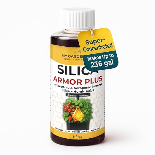 Silica for Plants with Humic Acid, Hydroponic & Aeroponic Fertilizer 0-0-4 – Stronger Stems, Boosts Uptake, Hydro-Safe Nutrients (8 OZ)