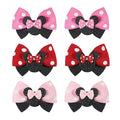 6PCS Mouse Ears Hair Clips for Toddler Girls 3 Inch Hair Bows for Baby Girls Birthday Party Costume