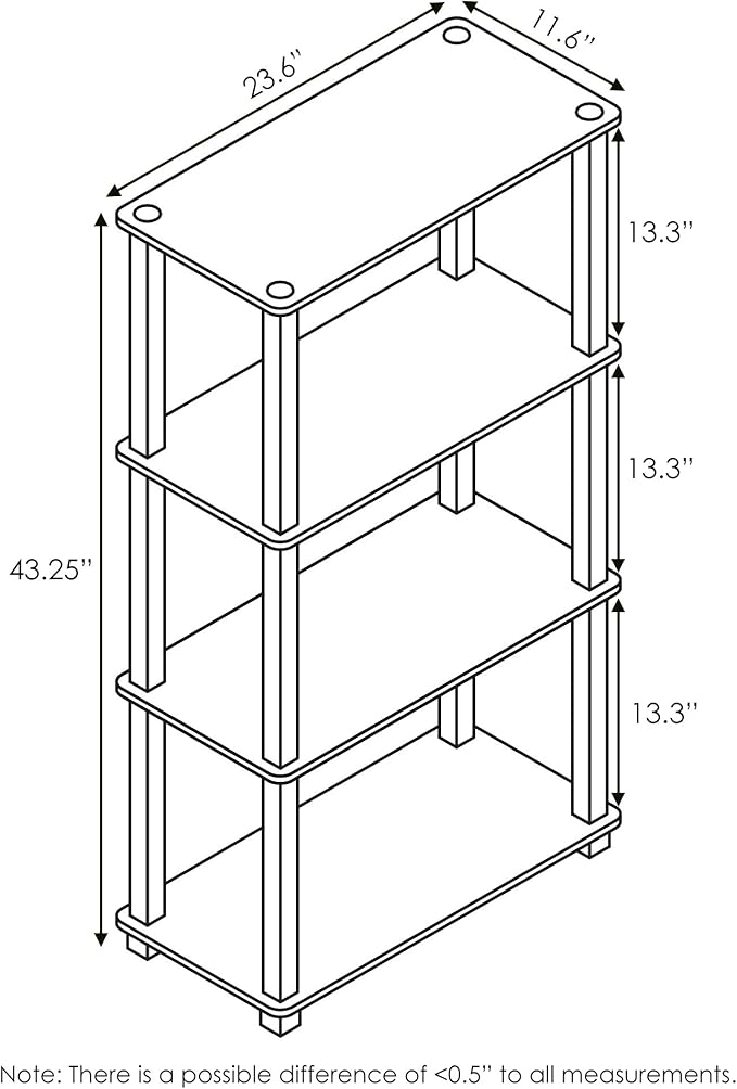 Furinno Turn-N-Tube 4-Tier Multipurpose Shelf Display Rack, Square Tube, Americano/Black