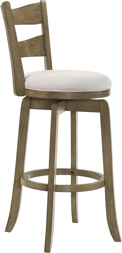 Armen Living Blair 26 in. Putty Brown Counter Height Rubberwood Swivel Barstool with Cream Fabric Seat
