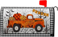 Orange Truck Mailbox Cover Halloween Mailbox Covers Magnetic Standard Size 21x18 inch Spider Web Mail Box Cover Pumpkin Decorative Mailboxes for Outside Garden Fall Autumn Buffalo Plaid