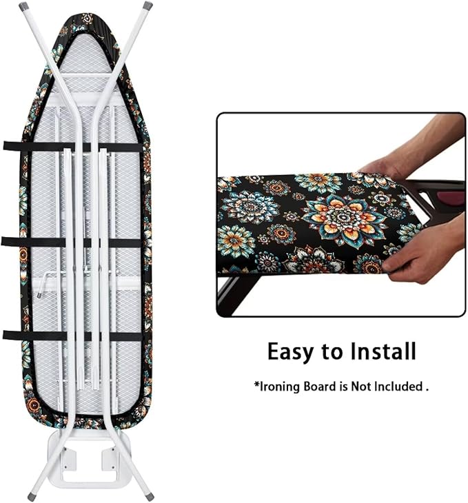 Boho Floral Ironing Board Cover and Pad 15x54 Inch, Vintage Ironing Board Cover