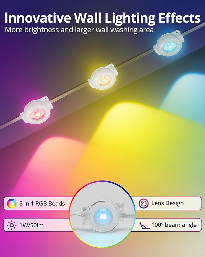 Permanent Outdoor Lights, 111ft with 72 RGBIC LED Light with App Control, Waterproof Permanent Christmas Lights for Outside Roofline Decor, Garden Decor, House,Party, Christmas Decoration