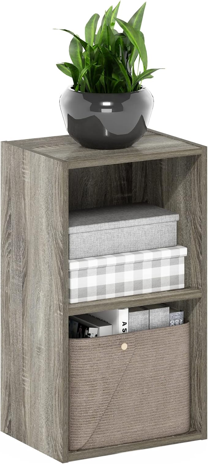 Furinno Luder Bookcase / Book / Storage, 2-Tier Cube, French Oak