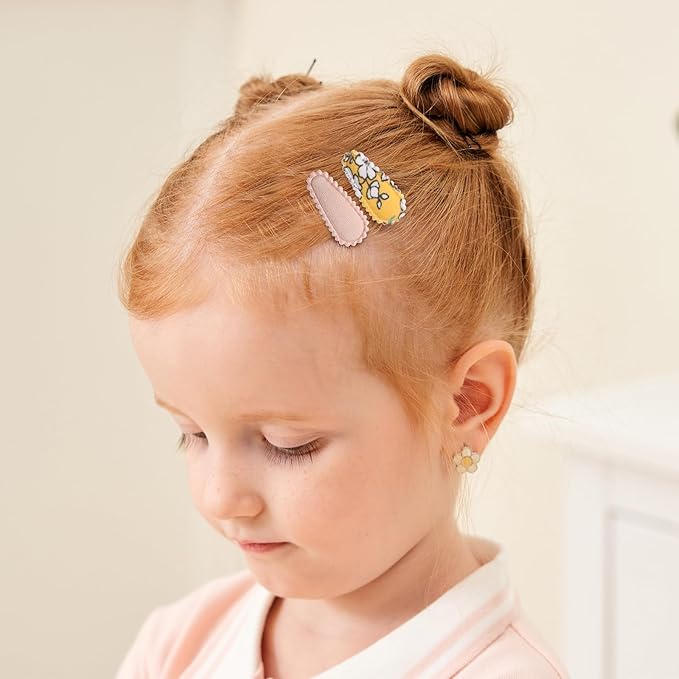 YLEN YHXX 60 PCS Snap Hair Clips for Baby Girls - Floral Print Non-Slip Wrapped 1.5 Inches Mini Clips - Cute Fine Hair Accessories for Infants and Toddlers
