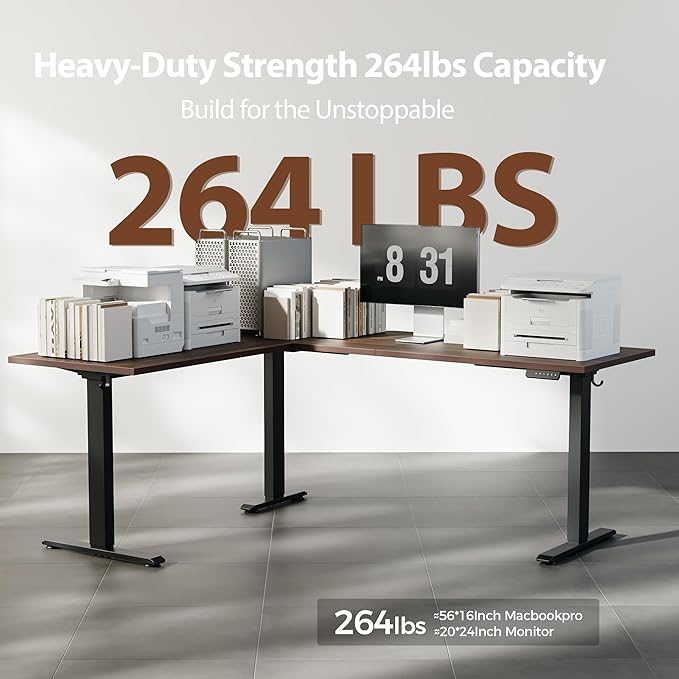 Agilestic Triple Motors 73" x 60" L Shaped Standing Desk, Electric Standing Desk Adjustable Height, Extra Large Desktop Corner Table for Home Office, Gaming Workstation, Splice Board, Dark Walnut