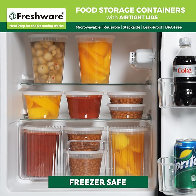 Freshware 1/2 Gallon Plastic Deli Food Storage Soup Containers