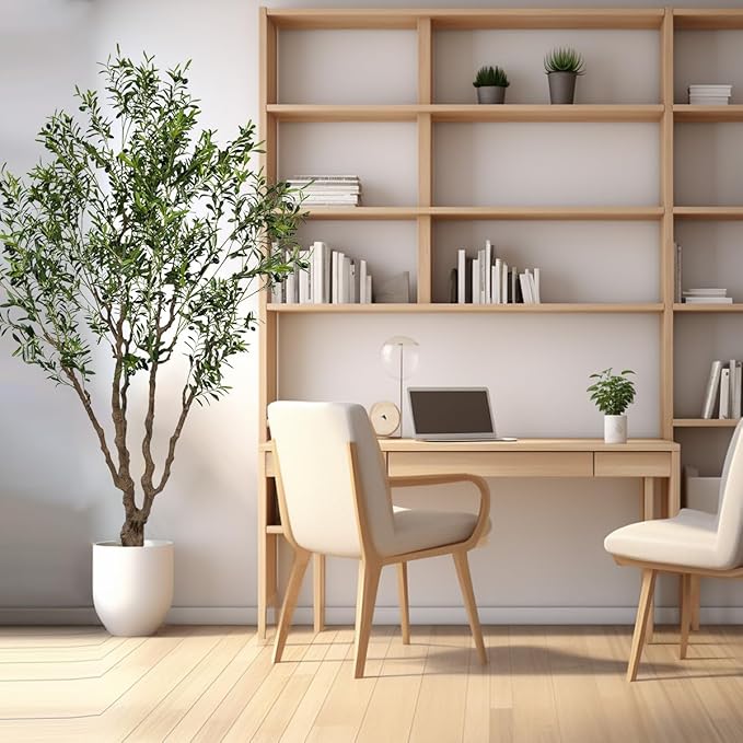Artificial Olive Tree Tall,Faux Olive Tree Indoor Artificial Tree for Modern Home Office Living Room Floor Decor Indoor (1, 8ft 1in)