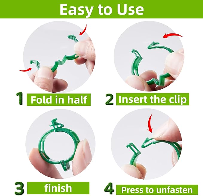 300 Pcs Plant Support Clips,Plastic Clips for Securing Plants,Tomato Vine Clips,Plant Fixing Clips,Garden Clips for Climbing Plants,Grape and Vine Vegetables (300, White)