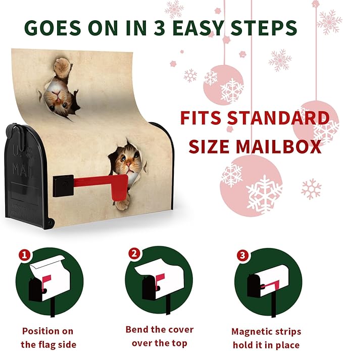 Magnetic Mailbox Cover Cute Kitty Cat Decorative MailWraps Mailbox Post Box Cover Standard Size for Garden Yard 21 * 18 Inch
