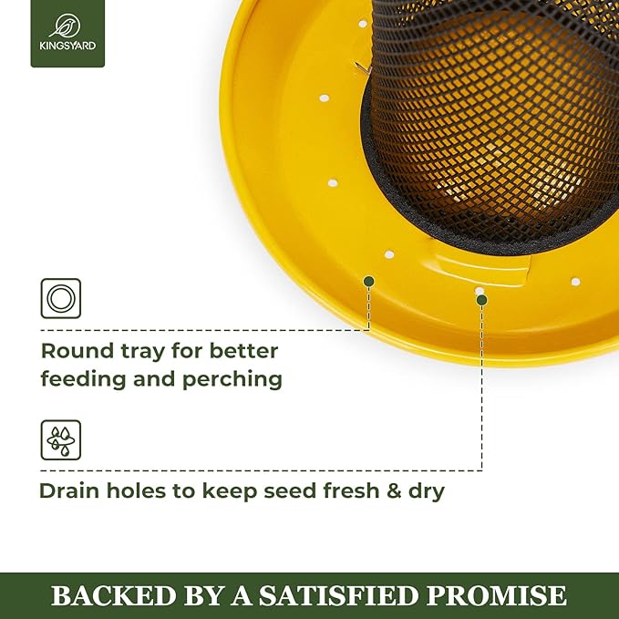 Kingsyard Finch Feeders for Outdoors Hanging, Metal Mesh Tube Bird Feeder for Nyjer/Thistle Seed, 2.5 lbs Large Capacity (Yellow)