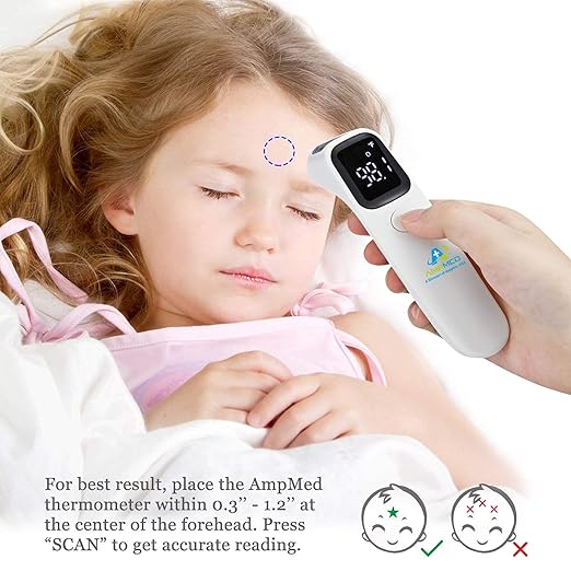 Amplim 2-Pack Hospital & Medical Grade Non Contact Digital Infrared Forehead Thermometer for Babies, Kids, and Adults. FSA HSA Eligible