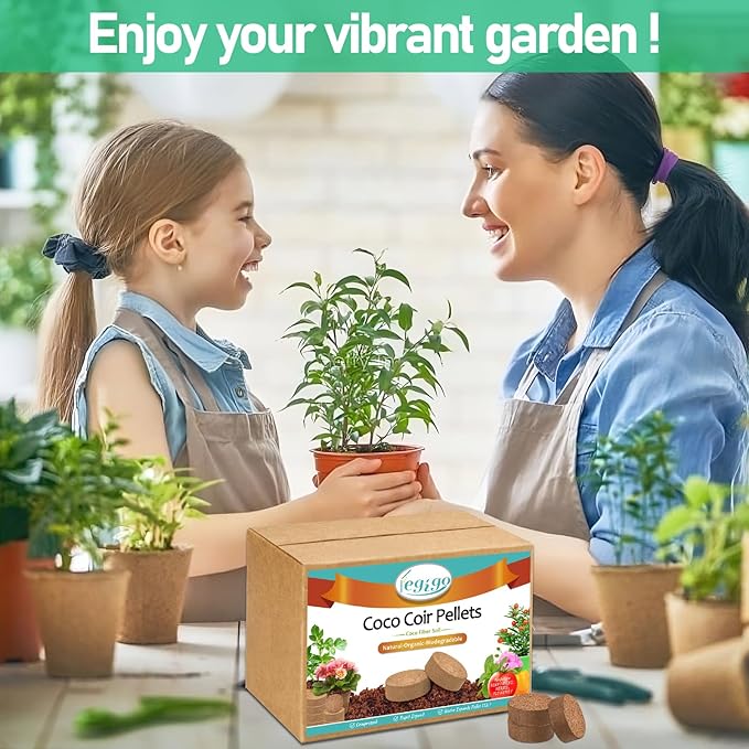 Legigo 100 Pcs 30mm Coco Coir Pellets Seed Starting Soil Mix- Compressed Coconut Coir Pellets Potting Soil Pods for Seedling, Coco Peat Soil Discs for Indoor & Outdoor Plants, Herb Vegetables Flowers
