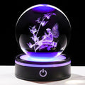 YWHL 3D Butterfly Fairy Figurine Crystal Ball with Colorful Light Base, Fairy Gifts for Women Girls on Christmas Birthday, Laser Engraved Elf Full Sphere Glass Decorative Ball for Home Office (80mm)