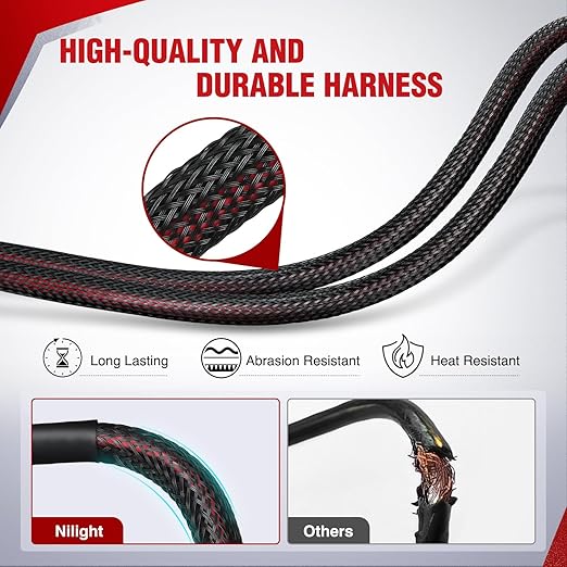 Nilight Wiring Harness Kit Nylon 16 AWG 2 Leads Rear Lights 12V 5Pin Rocker Switch Laser On Off Power Relay Blade Fuse for LED Off Road Light Bar on Cars Jeep Boat Trucks