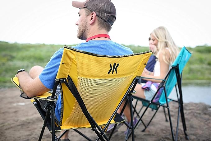Kijaro Dual Lock Portable Camping Chairs - Versatile Outdoor Folding Sports & Lawn Chair - Locks Position Izamal Yellow
