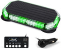 Xprite White Green Rooftop Emergency Strobe Light Bar, US Flag Beacon Safety Flashing Warnin Lights w/Control Panel Magnetic Base for Construction Trucks Plows Postal Security Cars